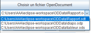 Image d'une liste déroulante de l'historique des fichiers ouverts.